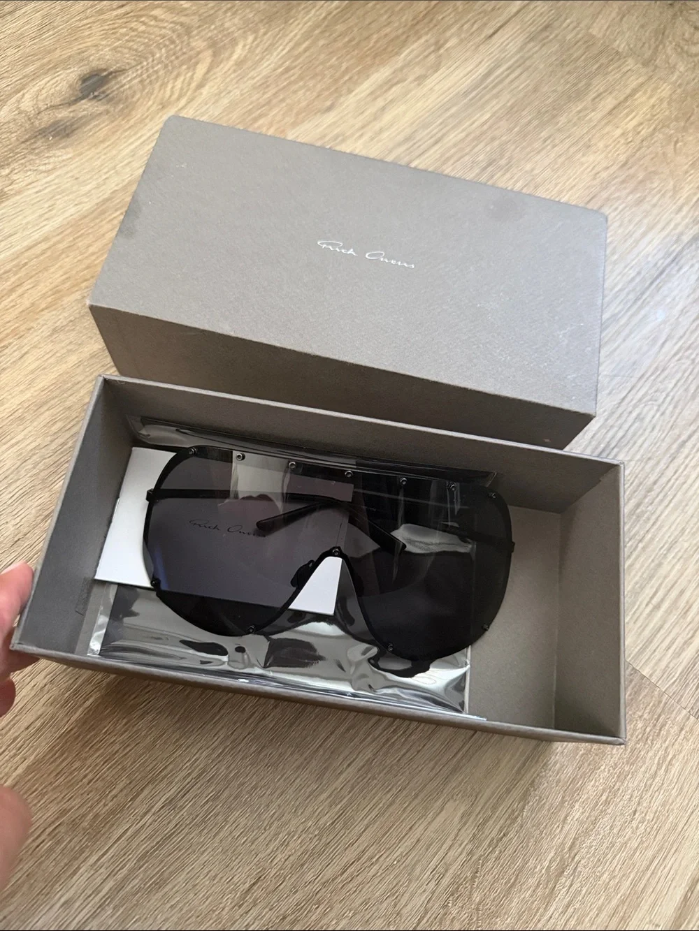 Rick Owens Black Oversized Shield Sunglasses